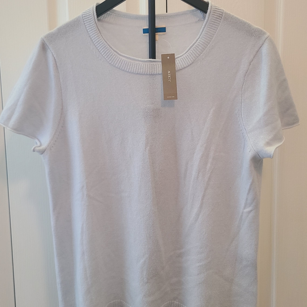 J CREW Baby Blue Cashmere Short Sleeve Tee